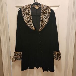 Vintage faux velvet black cheetah print jacket
